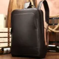 Zaino uomo in vera pelle vintage 15.6 pollici porta pc business casual marrone scuro - 8110 Caffè