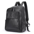 Zaino Nero in Vera Pelle da Uomo, Stile Borsa da Viaggio e Lavoro per Computer Portatile - 9157 Nero