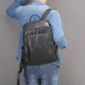 Zaino in vera pelle da uomo affari casual per laptop da 15,6 pollici elegante nero - 9157 Nero