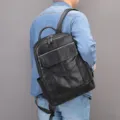 Zaino uomo in vera pelle 15.6 pollici borsa per laptop business casual nero nuovo - 8226 Nero