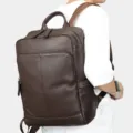 Zaino da uomo in vera pelle marrone, elegante borsa da viaggio e lavoro spaziosa. - Pelle martellata naturale caffè