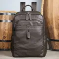 Zaino da uomo in pelle marrone scuro casual per viaggi d'affari laptop, borsa semplice elegante - 9197 caffè