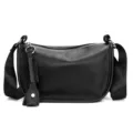 Borsa a tracolla nera in vera pelle, borsa a spalla minimalista casual da donna quotidiana - Nero