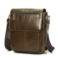 Borsa a tracolla uomo in pelle marrone retro casual borsa da lavoro elegante per uomo - Pelle oliata verde