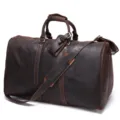 Borsa da viaggio vintage in vera pelle marrone da uomo, grande borsa weekender comoda. - Stile 9017 (55cm) / Marrone scuro