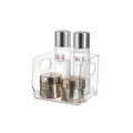 Heldere plastic make-up opbergdoos bureau-organizer met handvat voor cosmetica en huidverzorging - Wit