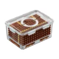 Transparent airtight cigar humidor storage box set with secure locking lid and handles. - ZG-123B (Large) / White