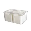 Clear plastic refrigerator storage container with inner draining baskets for kitchen fridge food. - 1230 - White