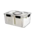 Clear plastic fridge storage box with compartments and secure lid for kitchen organization. - 1230-Black