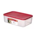 Plastic food storage container with airtight red lid and transparent body for kitchen. - 2111L (29.8x20x9.3cm)