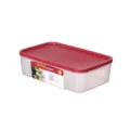 Plastic food storage container with airtight red lid for kitchen refrigerator organization. - 2111M (27.5x17.6x7.8cm)