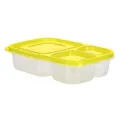 Plastic 3-compartment lunch box with yellow lid, clear food container for meal prep and picnic. - ZG-755(23*15.5*5.4cm) / Yellow