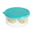 Transparent round food storage container with teal lid, kitchen organizer box set. - ZG-2042L