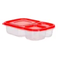 3-compartment clear plastic meal prep container with red lid for daily food storage fresh. - ZG-755(23*15.5*5.4cm) / Red