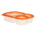 Plastik 3-Fächer Lunchbox mit orange Deckel, transparenter Behälter für Mahlzeiten Picknick. - Orange