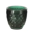 Dark green diamond textured nested glass cup set for home daily drinking and kitchen use. - Three-Piece Set / Dark Green