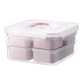 Διαφανές ροζ πλαστικό κουτί bento σετ με λαβή και θήκη για φορητό δοχείο γεύματος - Macaron Ροζ