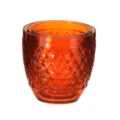 Orange acrylic diamond faceted nested cups set, crystal clear tumbler for juice and water - Three-Piece Set / Orange