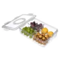 Clear Plastic Refrigerator Storage Box Multi-Compartment Fruit Food Organizer Container with Lid. - 1248-5-Piece Set / Outer Shell with White Buckle