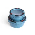 Blue round sealed food storage box lunch container with date time dial marker for kitchen - 2-Piece Set-Navy Blue