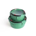 Round sealed refrigerator storage box with date dial and buckle, green stacked lunch boxes. - 2-Piece Set-Grass Green