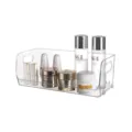 Clear plastic desktop cosmetic storage box with handles, perfect for skincare organization. - Single / Silver Buckle