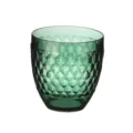 Tazza in vetro cristallo texturizzato diamante verde, elegante bicchiere da acqua. - Taglia M / Verde Scuro