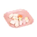 Pink plastic bone plate scalloped snack dish household tableware candy serving tray sweet - Pink