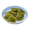 Piatto da portata rotondo in plastica minimalista con fette di kiwi essiccate. - 11781: Diam. 15*2,3 cm / Azzurro