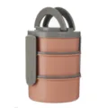 3-layer portable bento lunch box in pink and grey, ideal for school or office use. - Triple Layer / Nordic Pink