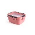 Pink square sealed food container with time tracker, microwave safe box variant. - ZG-1162 Small - Pink