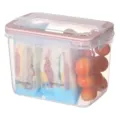 Rectangle transparent plastic food storage container with pink lid for kitchen use. - Tall Style / Pink