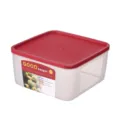 Food-grade square plastic storage box with red lid for kitchen refrigerator organization. - Large (21.7x21.7x10.7cm) / Transparent Red