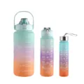 3-piece set gradient frosted sports water bottles, large capacity portable fitness cups. - 3-Piece Cup Set / Light Blue Gradient