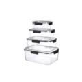 Clear plastic food storage container set with black locking lids for kitchen refrigerator organization. - No Divider (1238) / Clear