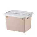Plastic Storage Box Beige with White Lid and Latches for Dormitory and Home Organization - 35.5x27x23.5cm / Pink