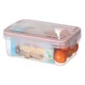 Clear plastic food storage container with pink lid, ideal for kitchen fridge organization. - Short Version / Pink