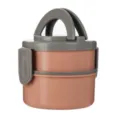 Fiambrera bento portátil de 2 capas con asa, contenedor de comida rosa y gris para oficina y niños. - 2 Niveles / Rosa Nórdico