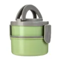Caja de bento verde de plástico de 2 niveles con asa para oficina y niños diarios. - 2 Niveles / Verde Nórdico