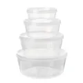 Clear plastic food storage container set of four stacked neatly for kitchen home organization - Transparent Box