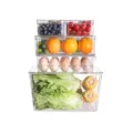 Clear PET kitchen food storage box stackable refrigerator fruit vegetable organizer container - 1187C 8-Piece Set / Clear