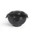 Portable microwave safe instant noodle bowl with lid and handle, black student lunch box. - Black