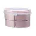 Double layer oval lunch box with compartments and pink lid, durable PP plastic container. - Nordic Pink