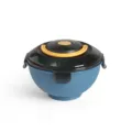Portable plastic instant noodle bowl with microwave safe lid and blue body design. - Light Blue