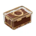 Transparent plastic cigar humidor storage box with secure gold latches and tray - ZG-123B (Large) / Light Coffee