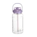 Large capacity clear sports water bottle with purple lid handle and straw for outdoor fitness use. - 1500ml / Light Purple