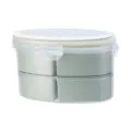Double layer oval lunch box, light green plastic food storage container with compartments. - Nordic Green
