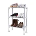 White 3-tier plastic storage rack multi-functional shelf organizer for shoes and home use. - 702-3 Flat Style / White