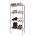 4-Tier white plastic shoe rack organizer, multi-layer shelf storage display stand for home. - 702-4 Flat Style / White