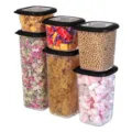 Ensemble de boîtes de conservation transparentes en plastique avec couvercles noirs pour cuisine. - ZG-1293XXS (10,5*10,5*6,5 cm) / Noir